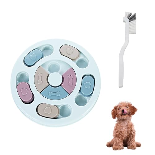 1 ciotola per animali domestici, 1 spazzola per gomiti, Pet Food Box, Dog Educational Toy, Pet Educational Slow Feeding Plate, adatto per cani e gatti (blu)