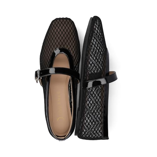 Journee Womens cushioned footbed Mesh Fabric Flats Flat Sole Casha Mary Jane Flats Buckle4