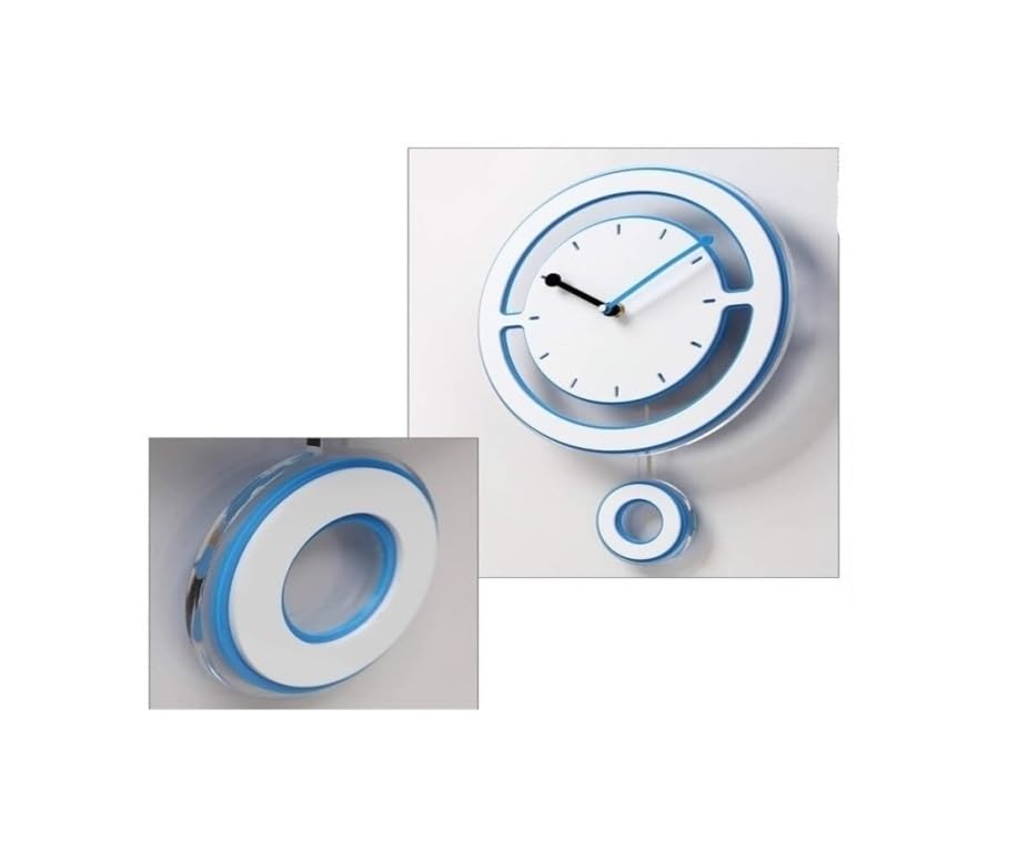 Horloge murale bleu blanc swing acrylique pour chambre zen