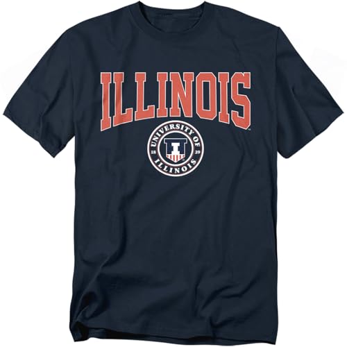 LOGOVISION University of Illinois Collegiate Seal Unisex Adult T Shirt, Navy, Large