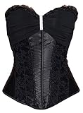sexy Damen Corsage Top schwarz Oberteil Shirt Bluse Korsett Satin Corset ohne Träger