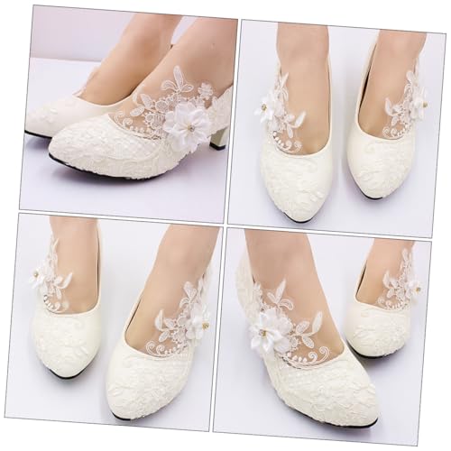 Chaussures de mariage pour femmes blanches dentelle soirée 41 - 2