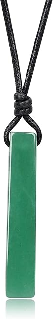 COAI Leather Cord Simple Bar Stone Pendant Necklace