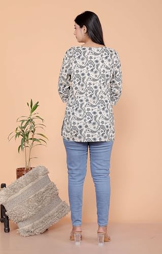 Image of Malikcraft Women's Rayon Printed Short Kurti Stylish Kurta for Women Trendy Short Kurta for Daily & Office Wear PR1