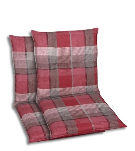 GO-DE Textil Bequeme und attraktive Polsterauflagen für Niederlehner-Gartenstühle (2er-Set, Karo rot, Niederlehner)