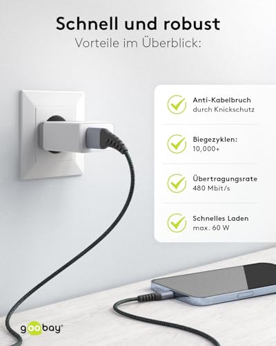 Cable Lightning Apple goobay 49267 textil con conectores metálicos 6