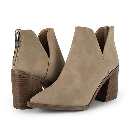 Kathemoi Womens Ankle Boots Slip on Cutout Pointed Toe Leopard Chunky Stacked Mid Heel Booties by Kathemoi - Used condition - Image 2