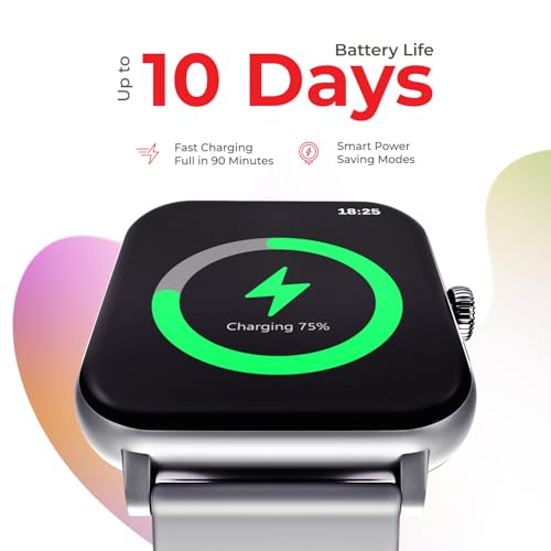Image of Nervfit Vibe Smartwatch with 1.85 inch TrueColor+ LED Display | Bluetooth Calling | Waterproof | Heart Rate & SpO2 Tracking | Sleep & Stress Monitor | 5-Day Battery | Sports Modes (Grey with Silicon)