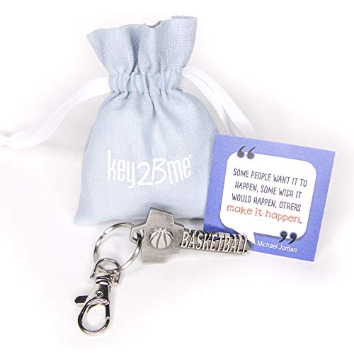 key2Bme Basketball Key - Keychain & Inspirational Quote - The Cool Fun Unique Small Sports Team Hoops Gift Under $10 for Giving Kids Teens Friends Girls Boys Men Women him her Coach Players