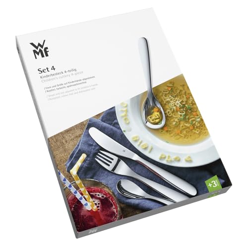 Foto von WMF Safari Kinderbesteck Set 4-teilig, Besteck Kinder Edelstahl, Kinderbesteck ab 3 Jahre, Cromargan poliert, spülmaschinengeeignet, Kids Safari, Ohne Gravur