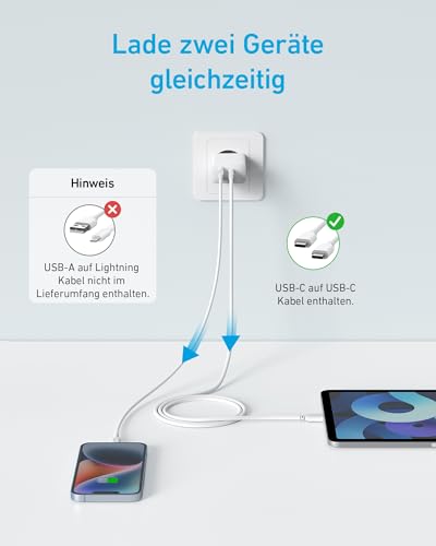 Anker 20W USB C Ladegerät, Netzteil USB C, PD Schnellladegerät – Ansicht 2