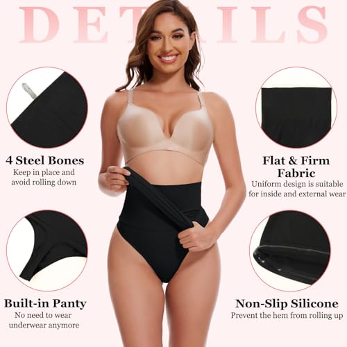 Image of JOYSHAPER Half Slip Skirt for Women Under Dresses Tummy Control Shapewear Dress Slip with Built-in Thong