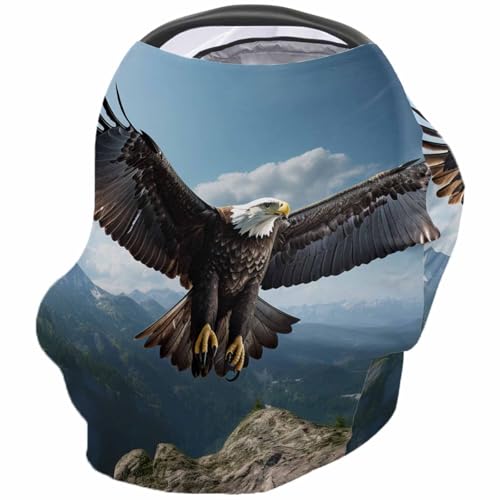 Nursing Cover for Breastfeeding Scarf, Sky Realism Eagle Nature Baby Car Covers Super Soft Multi Use for Canopy Shopping Cart Cover Blanket Stroller Cover