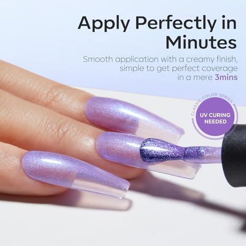 Image of modelones Gel Nail Polish Set 6 Colors Blue Pink Purple Glitter Gel Nail Polish Chameleon White Sparkle Shimmer Reflective Glitter Polish Soak Off LED Nail Art DIY Salon Gifts For Women Girl