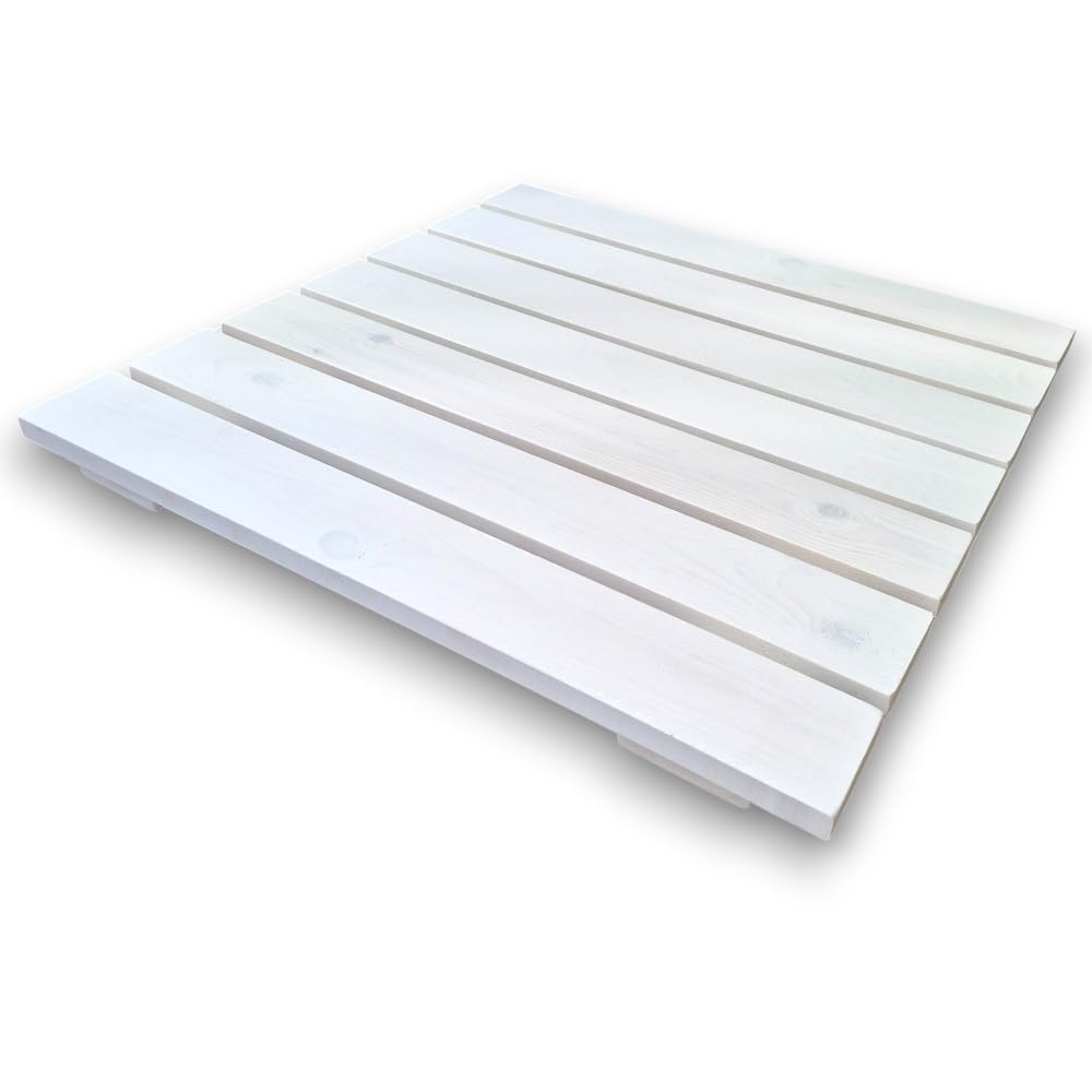 Pedana Doccia Legno Antiscivolo Sunwood 70x70 cm - Design Moderno Made in Italy - Bianco