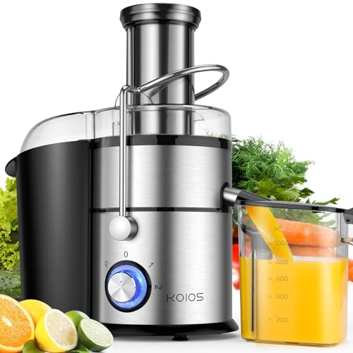 Comparison: Best Juicer For Carrots 11 1300W KOIOS Centrifugal Juicer Machines, Juice Extractor with Extra Large 3inch Feed Chute, Full Copper Motor, Titanium-Plated Filter, High Juice Yield, 3 Speeds Mode,Easy to Clean with Brush,BPA-Free