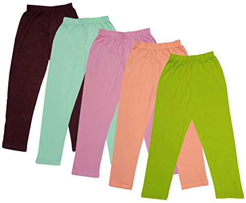 Image of IndiWeaves Girl's Regular Fit Cotton Capri Pants (71800-198199200201204-IW-P5-32 Green, Peach, Light Purple, Sea Green, Brown 12 Years-14 Years)