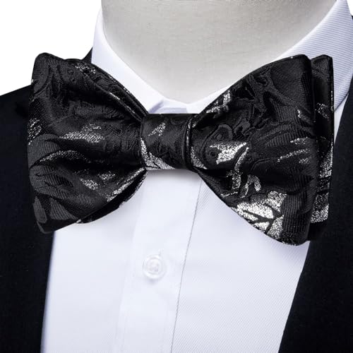 Pajarita floral de seda para hombre con pañuelo y gemelos miniatura 2