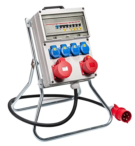 VOTHA® Kunststoff-StandverteilerKÖLN mit FI-Schalter Eingang CEE 32 A, 400 V, Steckdose 230 V~ 3, CEE 16 A, 400 V~ 2, CEE 32 A, 400 V~ 1, LS 16 A, 1-polig, C 1, LS 16 A, 3-polig, C 1