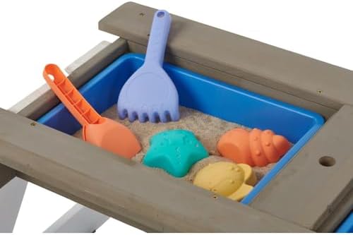 ZOEDO Wooden Kids Picnic Table, Sand and Water Table with Umbrella, Activity Table for Outdoor Backyard Patio Play