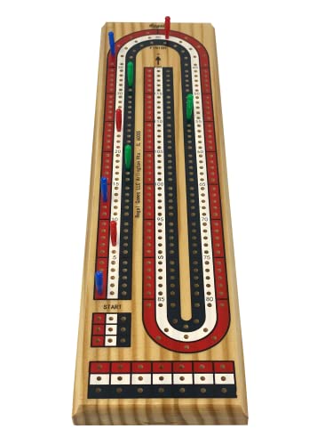 Regal Games - Cribbage Board - Fun, Family-Friendly Board Game - Includes Natural Wood Game Board (11" X 4.5" X 2.75"), 6 Multi-Colored Pegs - Ideal For 2-4 Players - Ages 8+ #TOP1