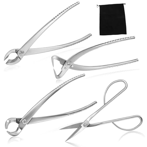 SPEEDWOX Ensemble de 4 outils pour bonsaï Kit pour bonsaï robuste Pot Couteau concave couteau à bouton fendeur tronc Ciseaux Ashinaga en acier avec pochette rangement plantes vivantes prêle
