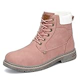 Mens Womens Warm Hiking Boots Outdoor Non-Slip Water Resistant Fashion Winter Snow Ankle Boots Pink 5.5 Women/4 Men