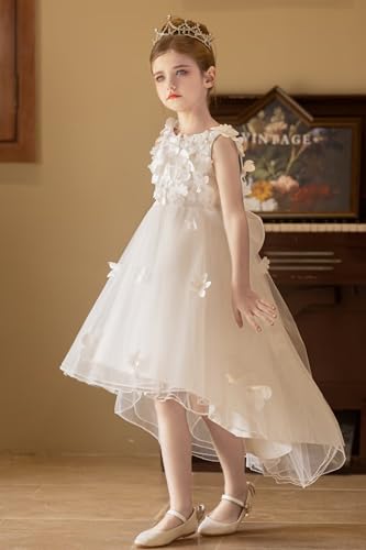 Tulle Flower Girl Dresses for Wedding Lace Bridesmaid First Communion Dress Princess Pageant Party Gown with Bow2