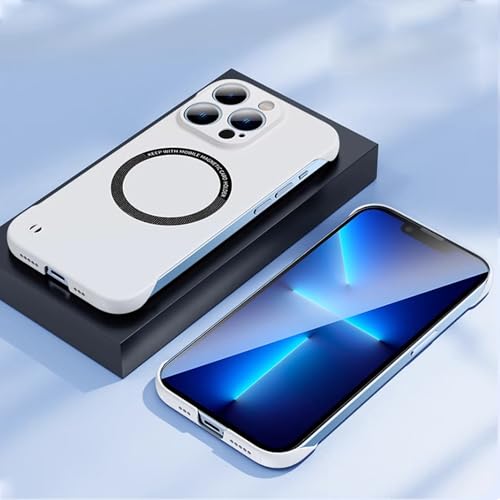 Omio Magnetic Slim Case for iPhone 12 Pro Max Compatible with MagSafe, Frosted Matte PC Ultra-Thin Bumper Frameless Borderless Minimalist Design Shockproof Cover for Men Women, Beige by Omio - Used condition - Image 2