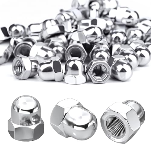 Xkzhrr Hutmuttern Edelstahl 50 Stück,Hutmutter DIN 1587 Hohe Form Hochwertige A2 V2A Kappenmuttern, Schutzkappen Muttern in hoher Form für Schrauben, Gewindestangen & Gewindebolzen (M4)