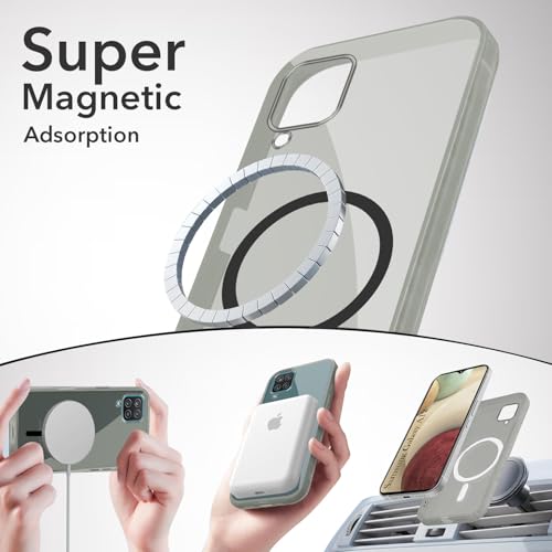 Image of Jkobi Lifetime Anti-Yellow MagSafe Compatible Clear Back Cover Case for Samsung Galaxy A12 (Sleek Hard Crystal | Shockproof and Camera Protection)
