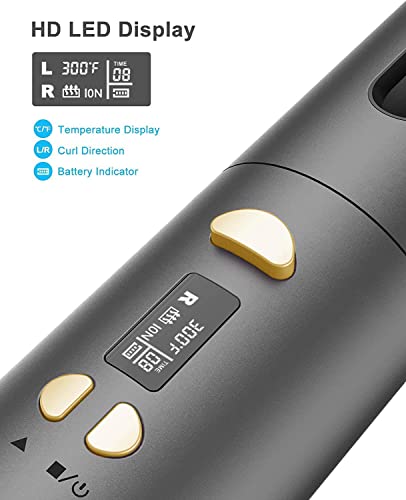 Foto von Automatisches Curling Eisen, Cordless Auto Hair Curler, Schnelles Heizen Eisen für Styling, Haar Curler with 6 Temps & Timer, Portable Auto Shut Off Curling Wand für Mädchen, Schwarz