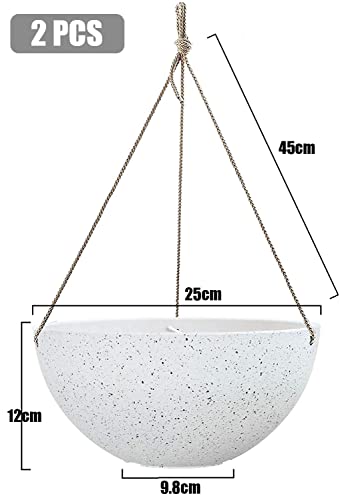 Miniatura 5 de Latern 2 Piezas Macetas Colgantes, 25cm Blanco Moteado Macetas Colgantes Con Orificios De Drenaje Y Tapones, Jardineras Colgantes Para La Decoración Del Jardín Del Hogar Boho