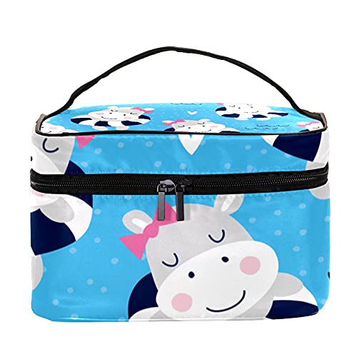 Cute Cow Lifebuoy Pattern Travel Makeup Bag Large Cosmetic Bag Makeup Case Organizer Zipper Toiletry Bags for Women Girls