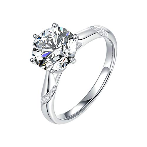 KnSam Ring Damen,Gold Ringe Sechs Klauen Hohl Trauring Gold Damen 18 Karat (750) Weißgold Goldringe Damen Echt Gold Verlobungsringe Rosegold Frauen Verlobungsringe Silber 63 (20.1)