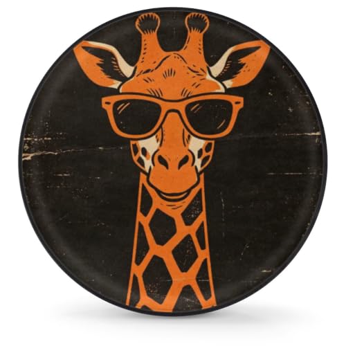 Image of Spare Tire Covers for Trailers, RV Spare Tire Cover, Funny Sunglasses Giraffe Weatherproof Campers Tire Covers Protectors, Camping Trailer Accessories Universal Fit for Trucks Vehicle, 15 in