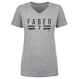 500 LEVEL Brock Faber Women's V-Neck T-Shirt - Brock Faber Minnesota Font (Heather Gray, Large)