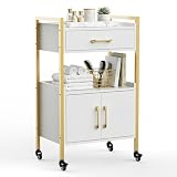Lavoker Salon Stations for Hair Stylist Salon Trolley with Wheels Storage Cabinet White Salon Cart for Nail Esthetician Makeup Beauty Barber