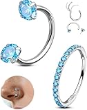 OUFER Body Piercing Nose Ring: 2pcs 316L Stainless Steel Horseshoe Hoops 20G Threadless Nostril Piercings Jewellery Sets Hinged Segment Helix Septum Lip Eyebrow Rook Daith Earrings 6-8mm