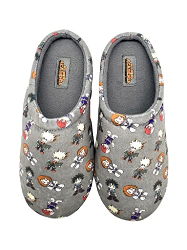 Ground Up International Officially Licensed My Hero Academia Anime Design Slippers for Adults, Grey