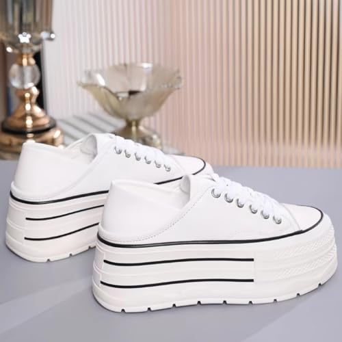 Comfort Lace-up Sneakers for Women Fold-Down Heels Dual-Style Design Waterproof Chunky Platform Genuine Leather Casual Shoes - Image 5
