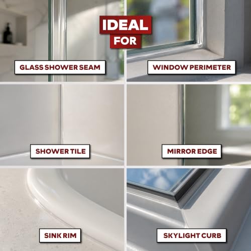 Image of XFasten Clear Silicone Caulk Neutral Cure 10.1 oz (4-Pack) 100% Waterproof Silicone Sealant, Crack and Shrink Resistant, Low Odor, Strong Adhesion Caulking for Kitchen Bath Window Shower Outdoor Use