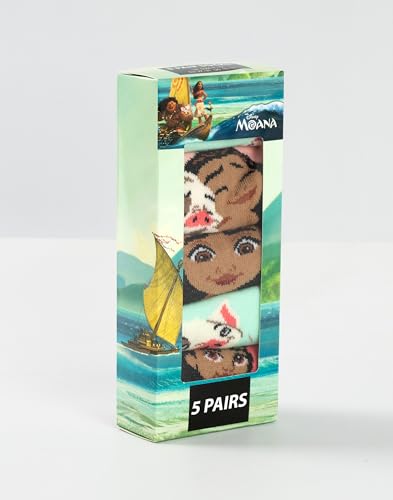 Disney Moana Girls Multicoloured Calf Socks Set of 5 | Various Patterns for Everyday Wear | Character Socks for Kids3