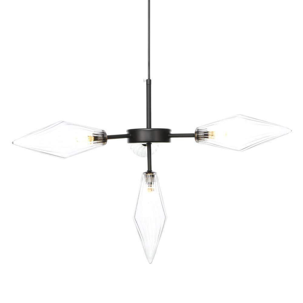 Lámpara de Araña Sputnik negra de 4 luces con pantalla de vidrio cónica y bombillas G4 LED incluidas