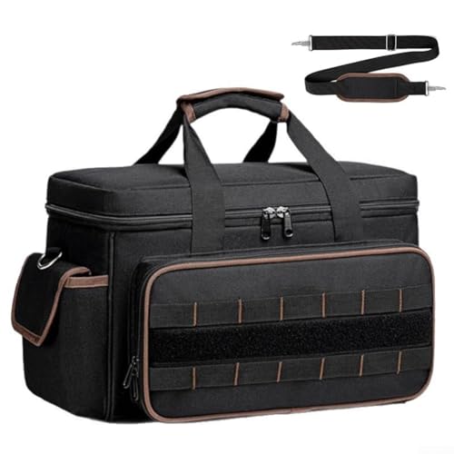 17 Inch Heavy Duty Tool Bag for Electricians Carpenters HVAC with 20 Pockets and 18 Webbing Straps Large Capacity Organizer for Men and Women