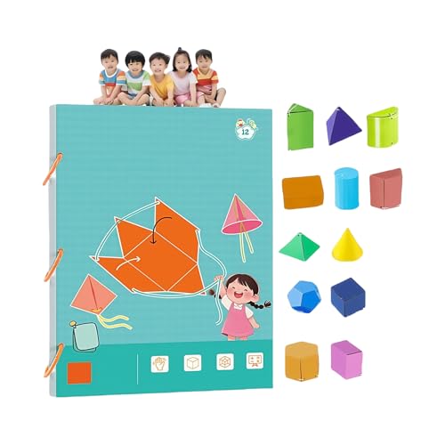 Educational Geometry Workbook Pull String Geometry Learning Book with Folding Geometric Models for Preschooler Kid 6-12 Pull Str