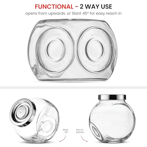 Bormioli Rocco Pandora Glas Candy Jar 75 Unzen Keksdose mit Kunststoff luftdicht verschließbaren Deckel 2-Wege-Display Bulk-Food Vorratsdose für Snacks, Trockenfutter, Geleebohnen Kanister,