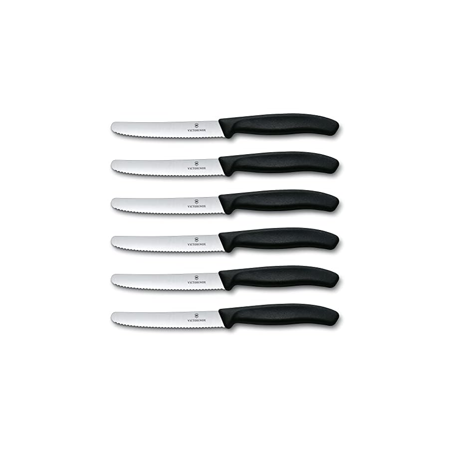 Victorinox-Swiss-Army-Cutlery-Swiss-Classic-Serrated-Steak-Knife-Set-Round-tip-45-Inch-6-Piece Victorinox 6.7833.6US1 sadf Swiss Classic 6-Piece Steak Knife Set, 4-1/2-Inch Serrated Blades with Round Tip, 4-Inch