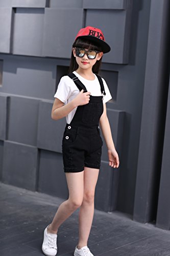 Sitmptol Big Girls Kids Denim Overalls Cute Jumpsuits Casual Boyfriend Romper 150 Black #TOP6