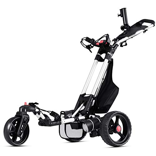 Tangkula Electric Golf Push Cart Manual Control Foldable Umbrella Holder Scorecard Holder Lithium Battery Tpr Handle Follow Golf Carts #TOP22